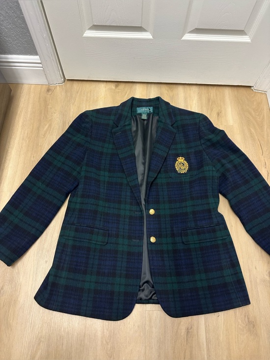 Ralph Lauren Jackets & Blazers - Ralph Lauren Women's Blazer Wool Cashmere Plaid w/ Crest Gold Buttons READ